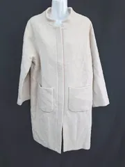 ◇ nano&co バンドカラー アウター ジップアップ ワントーン 長袖 ロングコート サイズ36 アイボリー レディース E  【1310300020103】