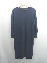 ◇ ⊇ URBAN RESEARCH ROSSO ロッソ バックスリット 長袖 膝下丈 ニット ワンピース サイズFREE ネイビー レディース E  【1505290036139】