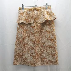 ◇ MISCH MASCH ﾐｯｼｭﾏｯｼｭ 総柄 ツイード ミドル丈 タイト ペンシル スカート 36サイズ ブラウン レディース E  【1303020012411】