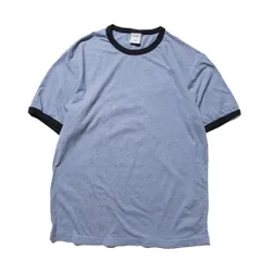 00's オールドネイビー コットン リンガー Tシャツ 半袖 (M) 霜降り青×紺系 無地 00年代 旧タグ オールド ギャップ OLD NAVY GAP 2005年製　アメリカ古着 USED  ビンテージ ヴィンテージ