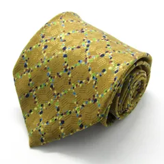 エル ブランドネクタイ チェック柄 ドット スクエア柄 格子柄 シルク 日本製 PO メンズ ブラウン ELLE 【中古】