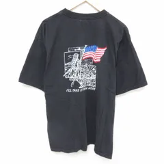 XL/古着 半袖 ビンテージ Tシャツ メンズ 00s 星条旗　大きいサイズ コットン クルーネック 黒 ブラック 25jun21 中古