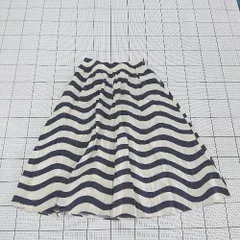 ◇ ⊂ UNIQLO × Marimekko ウエストゴム 膝下丈 フレア スカート サイズL ホワイト系ネイビー系 レディース E  【1508060012258】