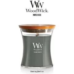 WoodWick(ウッドウィック)アロマキャンドル 【ブランド箱なし】 アワーグラス ジャーM イブニングバンファイア アンバー 燃焼音 ギフト Evening Bonfire NW92488
