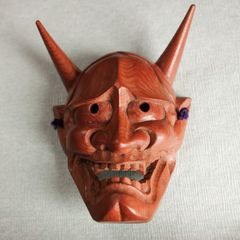 般若面、一刀彫、村山群鳳作 般若面、一刀彫、村山群鳳作