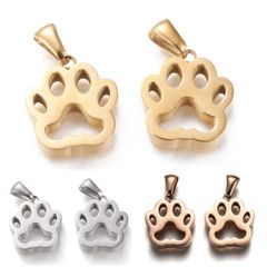 肉球型 イオンプレーティングパーツ 足跡 あしあと 猫柄 犬柄 アクセサリーパーツ2個