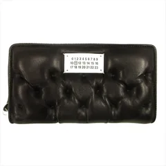 メゾンマルジェラ 11 Maison Margiela 11 グラムスラム Glam Slam キルティング ラウンド 長財布 ロングウォレット ラムスキン ナッパ レザー 羊革 カレンダータグ 黒 ブラック メンズ レディース