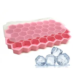 ール シリコン バレンタイン シリコン製 チョコ チョコレート ハニカム モールド アイスクリーム 氷機 アイスキューブ お菓子づくり 製氷皿 氷皿 ピンクP_1