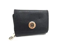TOMMY HILFIGER トミーヒルフィガー レザー 三つ折り 財布 ウォレット 札入れ 小銭入れ カード入れ レディース ブラック系 DJ3049