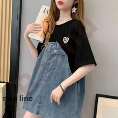 ワンピース レディース 夏 デニムワンピース きれいめ オシャレ 韓国風 配色 ゆったり デニムワンピース ショート 可愛い 3色