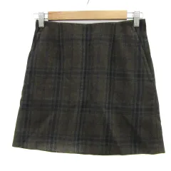 B&Y ユナイテッドアローズ BEAUTY&YOUTH ビューティー&ユース 台形スカート ミニ丈 チェック柄 S マルチカラー モスグリーン /YS33
