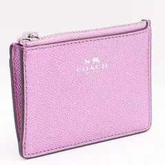 良品 コーチ 定期入れ/パスケース コインケース/小銭入れ キーリング付 メタリックパープル KYM