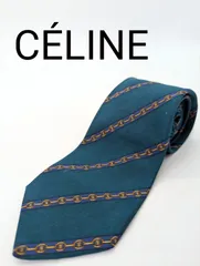 【24時間以内発送】セリーヌ　CELINE　ネクタイ　ロゴ×金具柄　グリーン