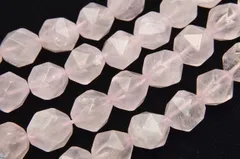 ローズクォーツ シンプルスターカット 12mm １連（約３８ｃｍ） パワーストーン 天然石 _R2036-12