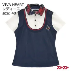VIVA HEART ビバハート 半袖ポロシャツ 刺繍 ネイビー系 40 [240001937868]#