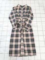 ◇ ⊇ ROYAL PARTY ロイヤルパーティー チェック 長袖 膝下丈 ワンピース サイズF ベージュ系ブラック系 レディース E  【1508060002327】