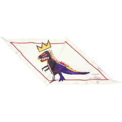 コーチ　COACHxBASQUIAT　バスキアコラボ　シルク　　スカーフ　恐竜　6537　ホワイト/マルチカラー　未使用品