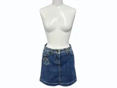 極美品 LOUIS VUITTON ルイヴィトン デニムスカート 08SS RW081W WMSK01 CF7 モノグラムデニム コットン ブルー ゴールド金具 中古 4b007661