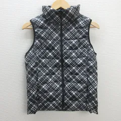 R■ユニクロ/UNIQLO ウルトラライトダウンベスト チェック柄 アウター ■黒系【M】 LADIES/71【中古】■