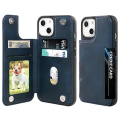 iPhone13 ケース カード収納 ICカード収納 軽量 スタンド機能 耐衝撃 滑り防止 背面カード収納 iPhone13カバー アイフォン13 ケース適用 6.1インチ（ネイビー） 0