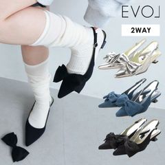 【爆速配送】【SALE50%OFF】 【即納】 EVOL イーボル 取り外し可リボンバックバンドパンプス iw5277