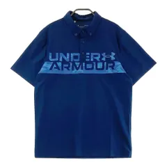 サイズ：LG UNDER ARMOUR アンダーアーマー 2022年モデル 半袖ポロシャツ ボタンダウン カモフラプリント ネイビー系 [240101343558]# ゴルフウェア メンズ ストスト