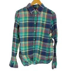 ラルフローレン RALPH LAUREN マドラスチェック リネンボタンダウンシャツ レディース JPN：M 