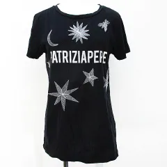 パトリツィアペペ PATRIZIA PEPE 半袖 カットソー Tシャツ 2 ブラック 黒 刺繍ロゴ文字 綿 コットン のサムネイル
