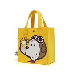 【在庫処分】マザーズバッグハンドバッグ 通勤 軽量 軽い フェルト素材です 通学 バッグ 大容量 イエロー ランチバッグ スヌーピートートバッグ