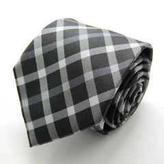 スーツセレクト ブランド ネクタイ チェック柄 格子柄 シルク PO メンズ ブラック SUIT SELECT 【中古】