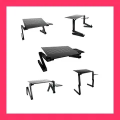 ノートパソコンスタンド PCスタンド パソコンデスク 高さ 姿勢 折り畳み式 角度調整可能 アルミ製 (42cm/マウス台付き)