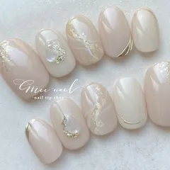 和の奥行きネイル೯　ネイルチップ　付け爪　ブライダル　成人式　ブライダルネイル　　和装　白無垢　金箔　着物