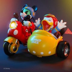 ミッキーマウス＆ドナルドダック オートバイ/サイドカー フィギュア ミッキーフレンズ 52TOYS 90周年アニバーサリー レーシングチーム