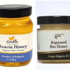 750g.オーガニック生 生アカシアはちみつと生オガニク菜の花はちみつブルガリア産