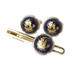 SWANK×Royal Copenhagen 帆船 カフス&タイピン コペンハーゲンポーセリン×金属 NT 美品 ABランクのサムネイル