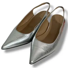 GALLARDA GALANTE ガリャルダガランテ 2.718ポインテッドスリングバック サイズ36 シルバー 定価26400円 made in Japan 日本製 ローヒール 低反発 バックストラップ レディース ゴーゴー古着久喜倉庫店 草1784