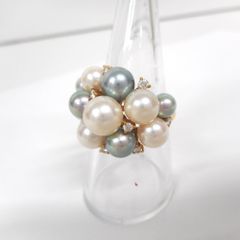 ID344464 タサキ 田崎真珠  リング・指輪 K18 パール約5～7.5mm Ｄ0.22ct 約8.8g #15 レディース TASAKI 中古