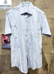 極美品 ブルックスブラザーズ ストレッチ ストライプ柄 半袖シャツ 15 1/2 メンズ BROOKS BROTHERS