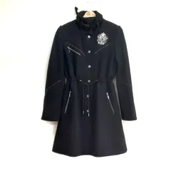 VALENZA PO ロングコート ボア・ベルト付き ウール90% 黒 Lサイズ 