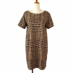 アー・ヴェ・ヴェスタンダード ミッシェルクラン a.v.v standard ワンピース 格子 チェック 半袖 M ベージュ