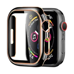 【在庫セール】Watch Watch カバー カバー Apple Apple キズ防止 日本旭硝子材 PC素材 強化ガラス 光沢式 二色 42mm 一体型 42mm 42mm ケース ケース アップルウォッチ10 二重構造(42mm，ブラック+ローズゴールド)