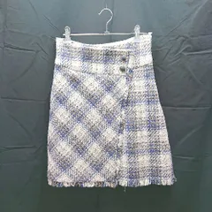 ◇ Apuweiser-riche ケーブル　サイドジップ　チェック柄　裏地　ひざ丈 タイト スカート サイズ0 ベージュ系 レディース E  【1303020024858】