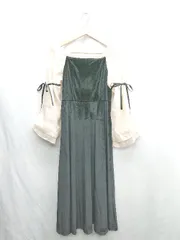 ◇ ⊇ emi＋ エミ ベロア調 異素材ドッキング 長袖 ロング ワンピース サイズS ブラック系 レディース E  【1412090014109】