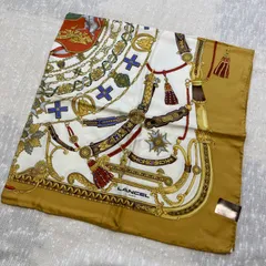 8-1.未使用！80-90sビンテージ　LANCEL　エンブレムモチーフ　シルクスカーフ
