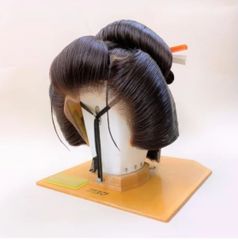 桃割れ、半かつら(生え際網無しタイプ)中サイズ、中古舞踊かつら、大衆演劇かつら 桃割れ、半かつら(生え際網無しタイプ)中サイズ、中古舞踊かつら