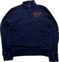 GAP ☆ ハーフジップ スウェット トレーナー カレッジ系 シャツ ネイビー M スポーツ アメカジ ストリート 古着 人気 ギャップ■S3324