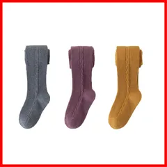 女の子 ニットタイツ 子供 ガールズ キッズ [LOLANTA] ストッキング 厚手 足付き 3足セット 1-10歳