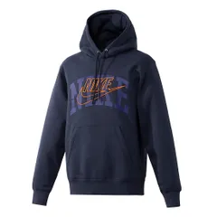 ナイキ クラブ フリース プルオーバー パーカー フーディ 軽量 裏起毛 フリース NIKE FV4448-410 ミッドナイトネイビー/セーフティオレンジ スポーツウェア ジム 筋トレ フィッ [(410) ミッドナイトネイビー/セーフティオレンジ] [M]