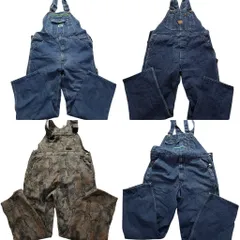 古着卸 まとめ売り オーバーオール 4枚セット (メンズ 38 /36 ) リアルツリーカモ 迷彩 デニム サロペット 中古 古着 MY7092