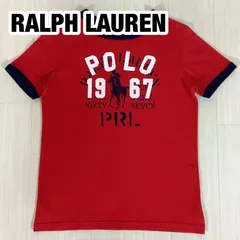 【美品】POLO BY RALPH LAUREN ポロバイラルフローレン 半袖Tシャツ サイズ7 130cm レッド 赤 プリント ビッグポニー 着丈51cm 肩幅35cm 身幅(脇下)39cm 袖丈15cm【古着】